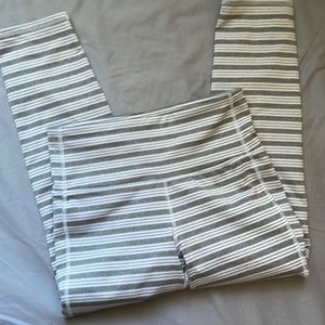 Athleta Striped Cropped Legging | Color: Gray and White | Size: Extra Small